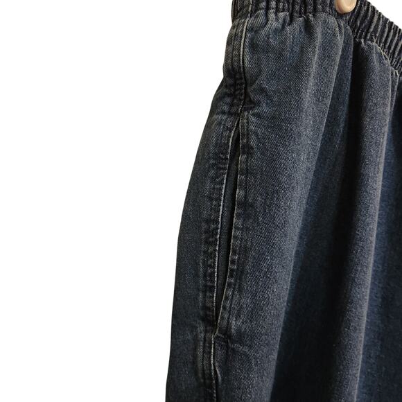 Woman Within Blue Denim Straight Leg Pull On Casual Pants Pockets Sze 28W Petite - Picture 6 of 11